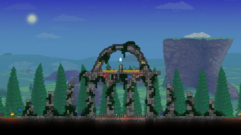 Some terraria arena design :) Terraria Battle Arena, Terraria Waterfall, Terraria Arena Build, Terraria Spawn Build, Terraria Statue, Terraria Boss Arena, Terraria Arena Ideas, Terraria Storage, Terraria Base