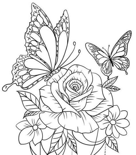 Free Printable Coloring Pages For Adults Easy, Butterfly Colouring Pages, Cool Coloring Pages For Grown Ups, Dope Coloring Pages, Color Pages For Adults, Design Coloring Pages, Drawing Of Flowers, Flowers Coloring Pages, Coloring Pages For Grown Ups