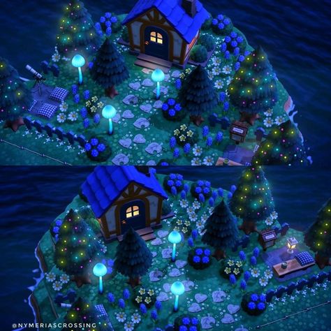 Acnh Moon House, Galaxy Island Animal Crossing, Acnh Spacecore Island, Animal Crossing Star Island, Star Filled Sanctuary Acnh, Moon Island Acnh, Space Island Animal Crossing, Animal Crossing Island City, Mystical Animal Crossing Island