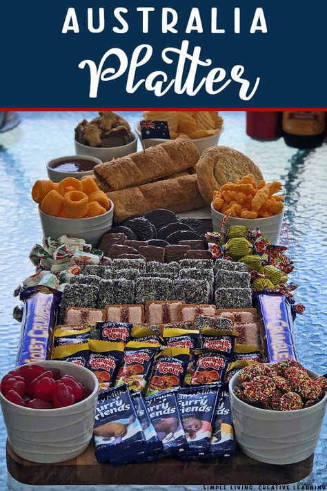 Australia Day Food Ideas, Australian Day Food Ideas, Australia Food For Kids, Aussie Snacks, Australia Day Food, Australia Day Platter, Easy Australian Snacks, Australia Day Food Platter, Australia Party