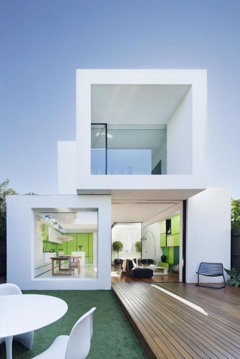 ! Green House Architecture, Daily Luxury, Color Cube, Modern Architecture Building, Cube Shape, Green Architecture, Container House Design, House Architecture, Modern Architecture House