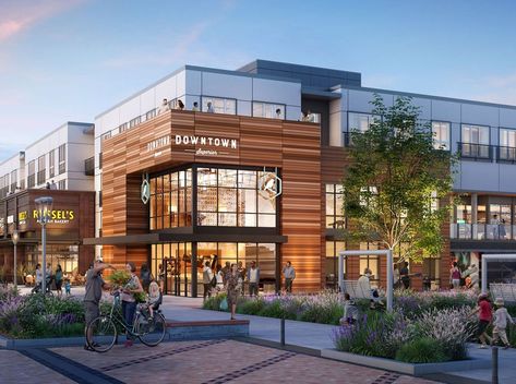 Colorado Ranch, Retail Facade, Commercial Design Exterior, Mix Use Building, News Reporter, Mixed Use, Street Design, Financial News, Building Exterior