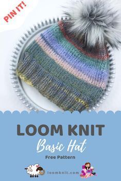 Knitting Loom Projects, Hat Loom, Loom Knitting Patterns Hat, Mini Loom, Loom Knitting For Beginners, Round Loom Knitting, Loom Hats, Loom Knitting Tutorial, Loom Knit Hat