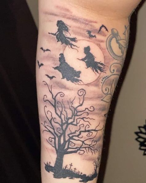 Hocus Pocus Tattoos Ideas, Hocus Pocus Book Tattoo, Sanderson Sisters Tattoo, Hocus Pocus Tattoo, Simple Tattoo With Meaning, Classy Tattoos For Women, Sisters Tattoo, Candle Tattoo, Birthday Tattoo