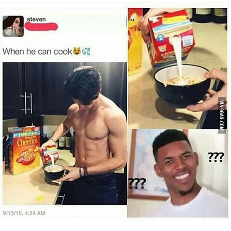 lol bet?? he's hot but those cheerios are not {R}o Cooking Humor, Seriously Funny, Memes Humor, Memes Funny, Funny Laugh, Bones Funny, Funny Posts, Teen Wolf, Dankest Memes