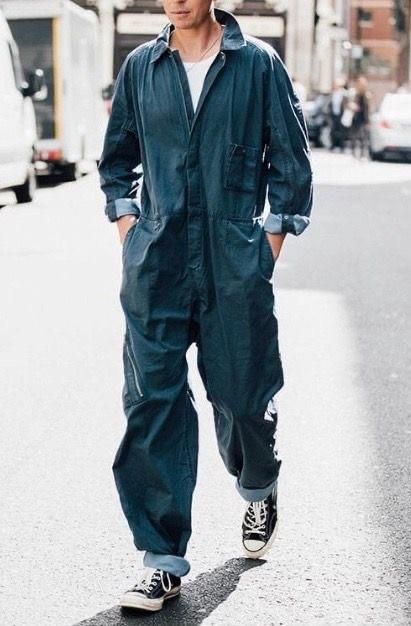 Men In Coveralls, Men’s Boiler Suit, Men’s Coveralls, Mechanic Clothes Men, Mechanic Jumpsuit Mens, Denim Jumpsuit Outfit Men, Mechanic Jumpsuit Tied Around Waist, Boiler Suit Men, Coverall Jumpsuit Street Styles