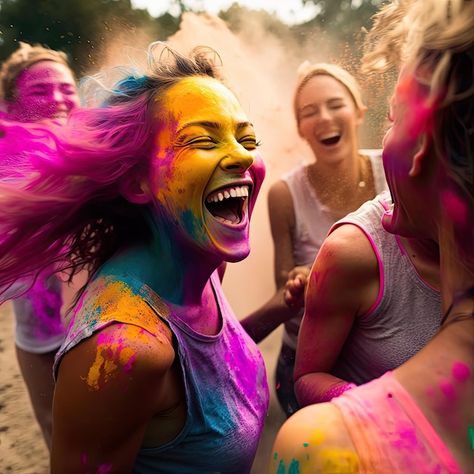 Photo ai generative happy people celebra... | Premium Photo #Freepik #photo #people-laughing #friendship #joy #happy-group Happy People Pictures, Happy People Photography, Energetic People, Colorful Festival, People Celebrating, Yellow Photography, Happy Photos, Festival Inspiration, People Dancing