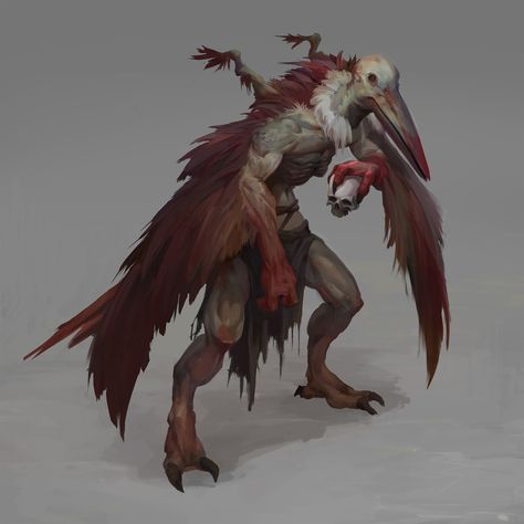 ArtStation - The bird, Kirill Raskov Bird Monster, Terror Bird Art, Bird Monster Art, Bird Monster Concept Art, Monster Bird Concept, Raven Monster Fantasy Art, Bloodborne Art, Dark Creatures, D D Monsters