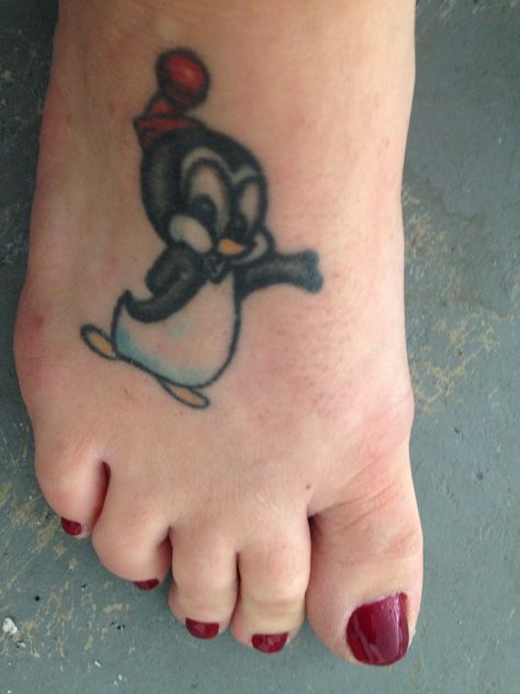 Chilly willy-penguin tattoo Penguin Tattoo Ideas, Penguin Tattoos, Penguin Tattoo, Castlevania Wallpaper, Woody Woodpecker, Badass Tattoos, Night Garden, The Penguin, Piercing Ideas