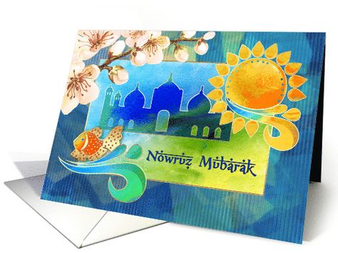 Nowruz Mubarak. Persian New Year Card. Send your Nowruz wishes and love to friends and family with these elegant and festive Persian New Year Cards with personalized inside greeting. at greetingcarduniverse.com Nowruz Mubarak, Happy Nowruz, Persian New Year, Muslim Holidays, New Year Postcard, Eid Cards, New Year Greeting Cards, Festival Celebration, New Year Greetings