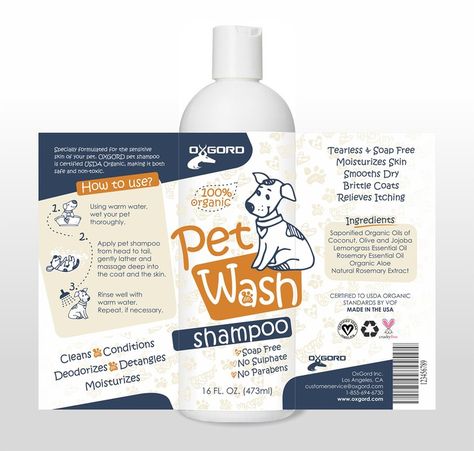 Create an Organic Refreshing Clean Feel for Dog Shampoo label by Tani4ka Shampoo Label, Shampoo Packaging, Product Label Design, Shampoo Design, St Anthony's, Cat Shampoo, Creative Fabric, Pet Shampoo, Pet Cleaning