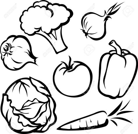 Black And White Clipart, Vegetable Drawing, Vegetable Illustration, Handmade Packaging, Background Drawing, Sketch Notes, Felt Patterns, Clipart Black And White, Outline Drawings