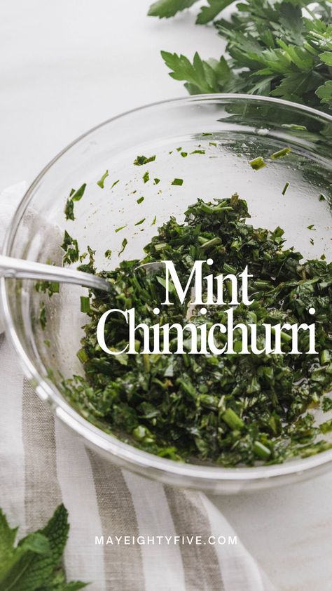 Add a burst of flavor to your meals with mint chimichurri sauce! This easy-to-make sauce pairs perfectly with steak, chicken, and roasted veggies. Bring new life to your dishes with this fresh and vibrant recipe. #FlavorfulCooking #MintChimichurri #SauceRecipe Sauce Recipe For Chicken, Mint Sauce Recipe, Mint Chimichurri, Chimichurri Sauce Recipe, Chimichurri Recipe, Mint Sauce, Chimichurri Sauce, Homemade Sauce, Cucumber Salad