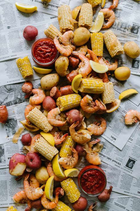 Lowcountry Boil with Step by Step Instructions | Baked Bree Cajun Crab Boil, Boiled Chicken And Rice, Carolina Recipes, Lowcountry Boil, Low Country Boil Party, Baked Bree Recipe, Charleston Food, Country Boil, Low Country Boil