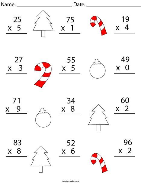 Christmas Multiplication Practice- 2 Digit by 1 Digit Math Worksheet - Twisty Noodle 2 By 1 Digit Multiplication, Pollution Activities Worksheets, Multiplication 2 Digit By 1, Christmas Printables Activities, Christmas Multiplication Worksheets, Christmas Unit Study, Pollution Activities, Christmas Elementary, Christmas Lesson Plan