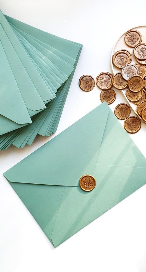 Calligraphy Studio, Gold Wax Seal, Rays Of Sunshine, Green Envelopes, Wax Seal, Wax Seals, Happy Monday, Dear Friend, So Happy