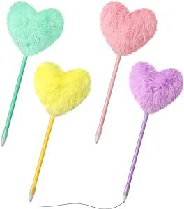 SBYURE Pom Pom Ballpoint Pen 4 Pack Heart Shape Puffy Pens Fluffy Pen for Girls Colorful Fuzzy Pens Ballpoint Pens for School,Office and Party Supplies Fluffy Pen, Pens For School, Soft Heart, Stationery Accessories, Stationery Collection, Cute Stationery, Ballpoint Pens, Student Gifts, Eye Catching Colors