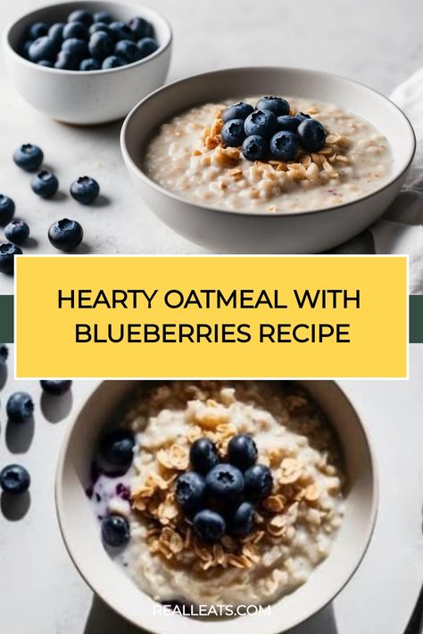 Whip up a wholesome breakfast with our hearty oatmeal recipe, featuring nutritious oats and juicy blueberries for a delicious, energizing start to your day. Oatmeal With Blueberries, Hot Oats, Easy Oatmeal Recipes, Wholesome Breakfast, Green Curry Recipes, Measuring Ingredients, Homemade Bagels, Blueberry Breakfast, Blueberry Oatmeal