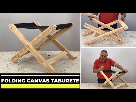 (28) Folding Stool with Canvas - Easy WOODWORKING Tutorial - YouTube Folding Step Stool Diy Plans, Folding Stools Wooden, Canvas Folding Stool, Folding Wooden Stool, Collapsible Stool, Woodworking Tutorials, Folding Step Stool, Diy Stool, Folding Stool