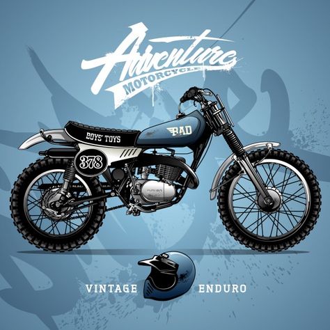 Vintage Enduro, Enduro Vintage, Motorcycle Poster, Honda Dirt Bike, Vintage Honda Motorcycles, Ideas Illustration, Honda Scrambler, Moto Scrambler, Tracker Motorcycle