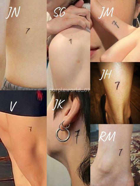 Friendship Tattoos For 3, Friendship Tattoo, 7 Tattoo, Bts Tattoos, Friendship Tattoos, Bulletproof Boy Scouts, Bts Members, Body Art Tattoos, Bts Jungkook