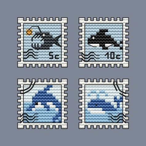 Cross Stitch Stamps, Fish Cross Stitch, Cross Stitch Sea, Tiny Cross Stitch, Color Graphing, Bead Organization, Small Cross Stitch, Cute Cross Stitch, Cross Stitches