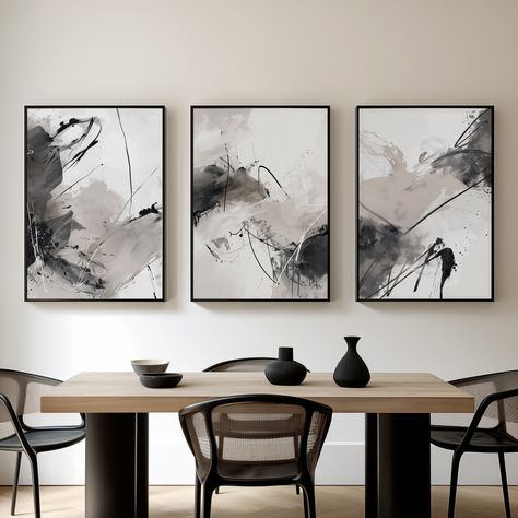 3 Set Paintings Wall Art, Grey Abstract Art, Abstract Painting Modern, Abstract Art Diy, Printable Wall Decor, Poster Abstract, Painting Modern, Wall Decor Printables, Printable Poster