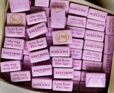 Fauchon sugar cubes Fauchon Paris, Sugar Packaging, Purple Candy, Sweet Violets, Sugar Cubes, All Things Purple, Creative Packaging, Natural Sweeteners, Cupcake Cookies