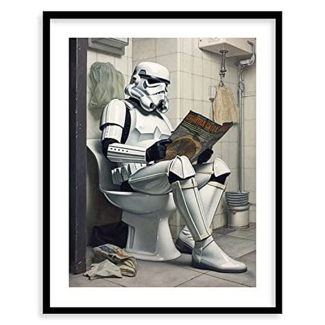 Star Wars Bathroom Décor Art Print - Premium Giclee Fine Art Print - Aesthetic Modern Vintage Painting Style Darth Vader Stormtrooper Yoda Print Poster for Bathroom Wall Decor, Ready to Frame Star Wars Bathroom, Poster For Bathroom, Bathroom Wall Decor, Vintage Painting, Painting Style, Bathroom Wall, Print Poster, Modern Vintage, Fine Art Print