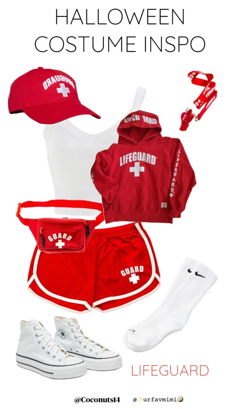 #halloweencostume #halloween #lifeguard #outfitinspo #ootd PT.1 Lifeguard Halloween, Lifeguard Outfit, Lifeguard Costume, Funny Group Halloween Costumes, Fun Halloween Outfits, Classy Halloween Costumes, Bff Halloween Costumes, Best Friend Halloween Costumes, Trio Halloween Costumes