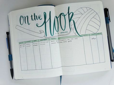 Crochet Tracker Bullet Journal, Crochet Bullet Journal, Crochet Bujo, Crochet Journal Ideas, Bullet Journal Knitting, Knitting Journal, Crochet Journal, Project Tracking, 2024 Bujo