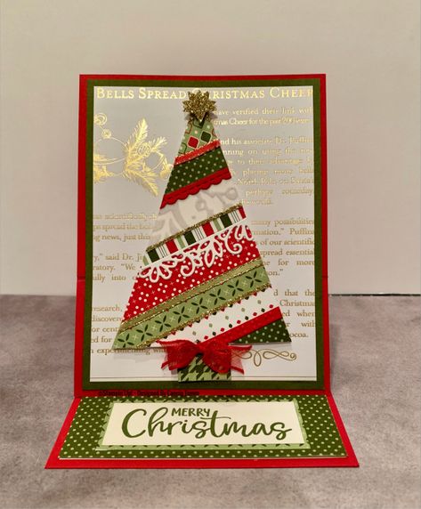 Christmas Card Making Challenge ~ Day 9 - Connie's blog Christmas Card Making, Stamped Christmas Cards, Christmas Card Inspiration, Beautiful Christmas Cards, Homemade Christmas Cards, Christmas Paper Crafts, Paper Christmas Tree, Christmas Card Crafts, Christmas Tree Cards