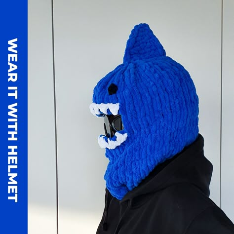 Balaclava for Helmet, Shark, Snowboard Helmet Cover, Animal Face Mask, Knitted Baby Ski Mask, Crochet Helmet Protector Cartoon Hat Ski Mask Crochet, Shark Helmet, Crochet Helmet, Baby Skiing, Shark Helmets, Mask Crochet, Snow Boarding, Animal Face Mask, Snowboard Helmet