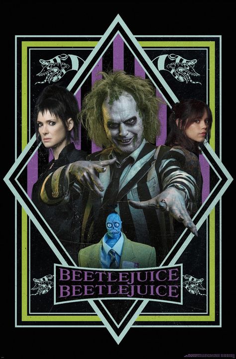 PRICES MAY VARY. This Trends Beetlejuice Beetlejuice - Group Wall Poster uses high-resolution artwork and is printed on PhotoArt Gloss Poster Paper which enhances colors with a high-quality look and feel High-quality art print is ready-to-frame or can be hung on the wall using poster mounts, clips, pushpins, or thumb tacks Officially Licensed wall poster Easily decorate any space to create the perfect decor for a party, bedroom, bathroom, kids room, living room, office, dorm, and more Perfect si Beetlejuice Beetlejuice Poster, Beetlejuice 2 Poster, Simple Room Posters, Cute Wall Posters, Beetlejuice Bedroom, Beetlejuice Artwork, Edgy Posters, Beetlejuice Print, Beetlejuice Movie Poster