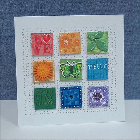 Inchies | Rainbow inchies - using the Hero Arts set Mix & Ma… | Flickr Inchies Ideas, Inchies Art, Inch By Inch, Christmas Card Making, Fabric Cards, Paper Scraps, Hello Cards, Cardmaking Ideas, Card Layouts