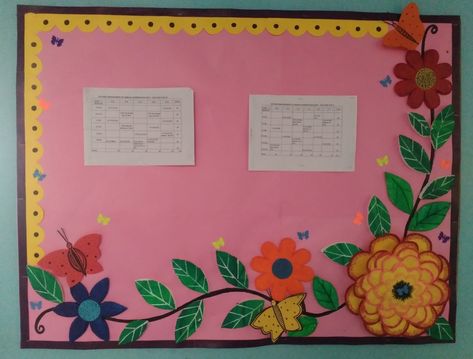 Floral border for bulletin board Border Design Bulletin Boards, Kg Cardboard Border Design, Border For Bulletin Board, Hippie Classroom, Beach Theme Classroom, Bulletin Board Design, Chemistry Lessons, Notice Board, Preschool Art Activities