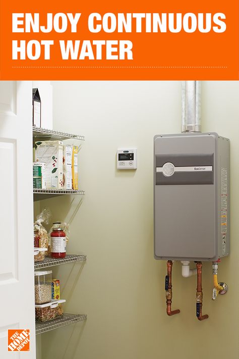 The Home Depot has everything you need for your home improvement projects. Click to learn more and shop water heaters. Tankless Water Heater In Laundry Room, Gas Water Heater, Water Heaters, Up House, Diy Home Repair, Water Heating, Hot Water Heater, Home Upgrades, Home Repairs