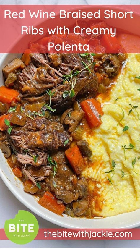 Red Wine Braised Short Ribs with Creamy Polenta Braised Beef Short Ribs Recipe, Red Wine Braised Short Ribs, Cozy Fall Dinner, Wine Braised Short Ribs, Beef Short Ribs Recipe, Restaurants In San Diego, Braised Beef Short Ribs, Beef Short Rib Recipes, Short Ribs Recipe