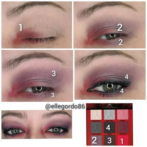 Jeffree Star Weirdo Palette Looks, Weirdo Palette Looks, Simple Goth Makeup Hooded Eyes, Makeup Hooded Eyes, Red Eye Makeup, Makeup Pictorial, Mac Eyes, Scene Queen, Kohl Eyeliner