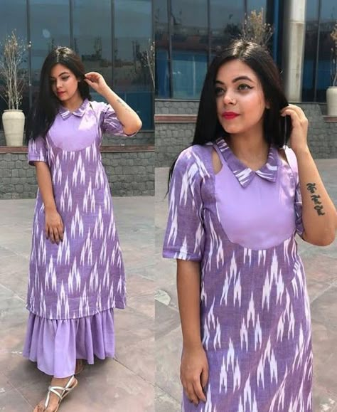 Latest Kurti neck designs || Trendy neck patterns to try in 2018-2019 | Bling Sparkle Ikkat Kurti Designs, Kurti Blouse, Neck Patterns, Green Patterns, Ikkat Dresses, Indian Kurti Designs, Outfit Essentials, Simple Kurta Designs, Ikat Dress