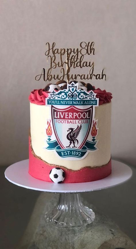 Liverpool Cake Design, Liverpool Birthday Cake For Men, Liverpool Cake Ideas Birthday, Liverpool Birthday Cake, Cake Football Birthday, Chelsea Football Cake, Football Cake Ideas, Lfc Cake, Football Cakes For Boys