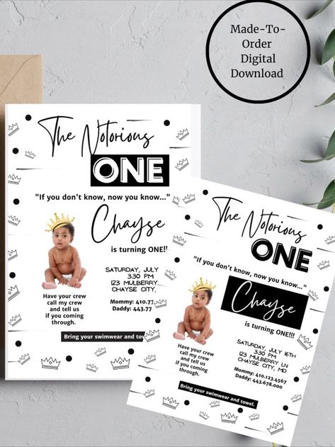 Notorious One Birthday, Notorious One, Hip Hop Birthday Party, Thomas Birthday, Boys First Birthday Party Ideas, Boys 1st Birthday Party Ideas, Baby Boy 1st Birthday Party, Kids Themed Birthday Parties, Bday Invitations