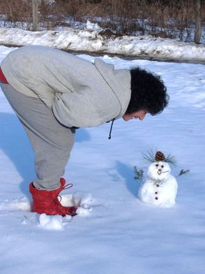 Snow Men, Small Snowman, Snow Sculptures, Red