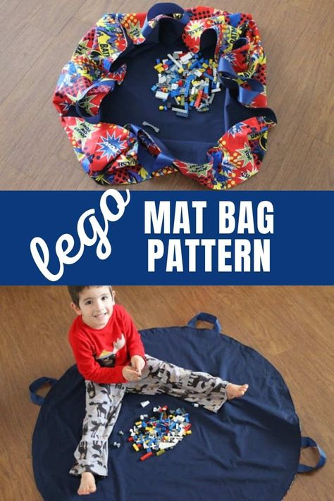 free lego mat bag pattern Diy Lego Bag, Lego Play Mat, Lego Mat, Ikea Bins, Diy Bags Tutorial, Lego Bag, Lego Organization, Round Pouch, Free Lego