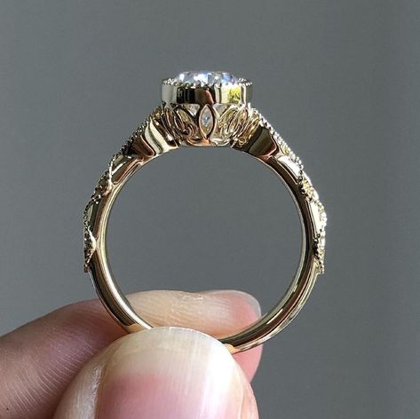 Oval Moissanite Engagement Ring Vintage Art Deco Style - Etsy Engagement Ring Bezel, Milgrain Engagement Ring, Pretty Engagement Rings, Gold Promise Ring, Promise Ring For Her, Cute Engagement Rings, Future Engagement Rings, Gold Promise Rings, Moissanite Engagement Ring Oval