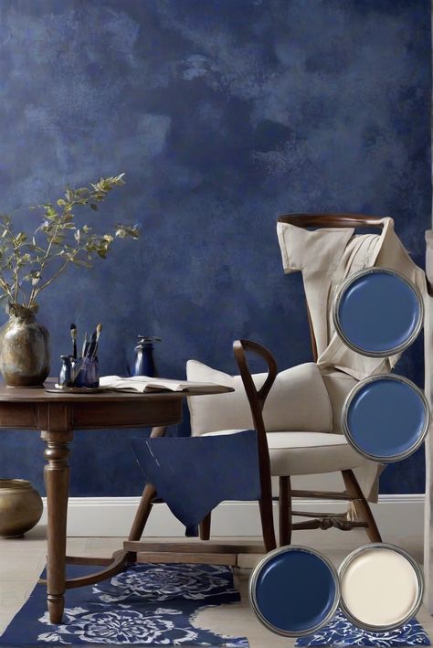 home interior design, interior bedroom design, kitchen designs, living room interior Sw Indigo Batik, Indigo Office, Indigo Blue Paint, Indigo Walls, Trim Paint Color, Light Colored Furniture, Focus And Concentration, Indigo Batik, Indigo Color