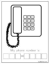 Free Worksheets for Kids to Practice Writing Their Phone Number Phone Number Practice Free Printable, Address And Phone Number Free Printable, Learning Your Phone Number Kindergarten, Phone Number Worksheet, Phone Number Practice, Phone Printable, Number Worksheet, Number Practice, Easy Math