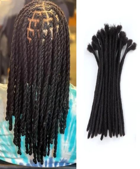 ADIASAI 0.6cm Width 12 Inch 100 Strands 100% Human Hair Loc Extensions, Full Handmade Dreadlock Extensions for Men Women Kids Can Be Dyed and Bleached with Needle and Comb 100% Unprocessed Natural Black Dreadlocks With Extensions Black Women, Lock Extensions Dreadlocks, Locs Extensions Permanent, Dreadlock Extensions Black Women, Loc Extensions Before And After, Loc Extensions Styles, Loc Extensions Permanent, How To Start Dreadlocks, Lock Extensions