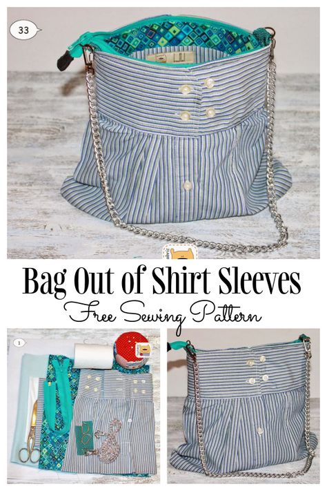 DIY Upcycled Shirt Tote Bag Free Sewing Patterns | Fabric Art DIY Upcycle Clothes Into Bags, T Shirt Bags, How To Make Bags From Clothes, T Shirt Into Bag, T Shirt Bag, Diy Bag From Shirt, Recycled Mens Shirts Upcycling, Diy Purse Patterns Free, Casual Upcycled Shoulder Bag