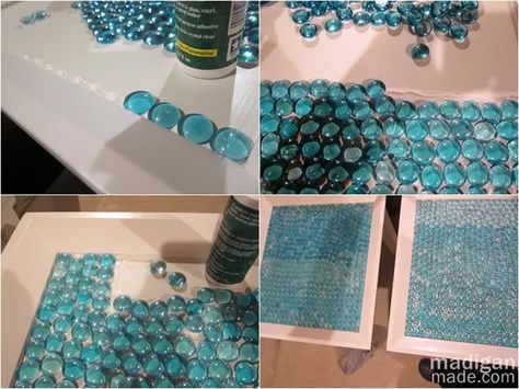 DIY Furniture Update: How to Tile a Table with Glass Gems ~ Madigan Made { simple DIY ideas } Starfish Wall Art, How To Tile, Side Table Makeover, Tile Table, Furniture Update, Table Makeover, Glass Gems, Mosaic Diy, Redo Furniture